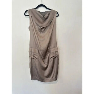 FABIANA FILIPPI Champagne Silk Midi 2 Pockets Cargo Dress Medium 12 IT44 1372